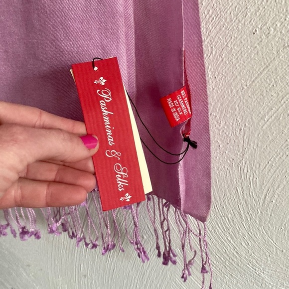 NWT GENUINE CASHMERE PASHMINA TASSEL SHAWL WRAP SCARF PINK MAUVE LILAC OVERSIZED - Picture 8 of 15